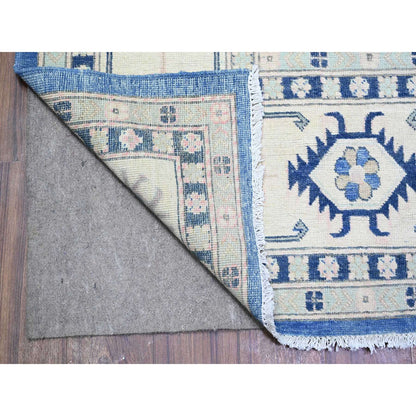 Kazak Wool Hand Knotted Rug Blue Ivory 9.0X11.5 -O074726
