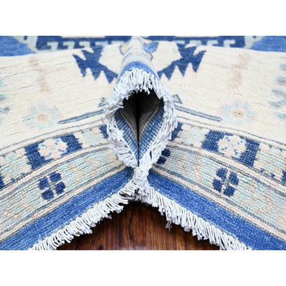 Kazak Wool Hand Knotted Rug Blue Ivory 9.0X11.5 -O074726
