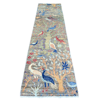 Oushak And Peshawar Wool Hand Knotted Rug Grey No Border 2.7X9.11 -O074730