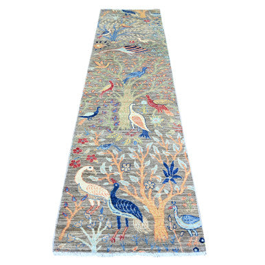Oushak And Peshawar Wool Hand Knotted Rug Grey No Border 2.7X9.11 -O074730