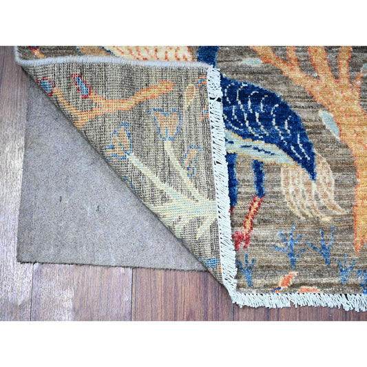 Oushak And Peshawar Wool Hand Knotted Rug Grey No Border 2.7X9.11 -O074730