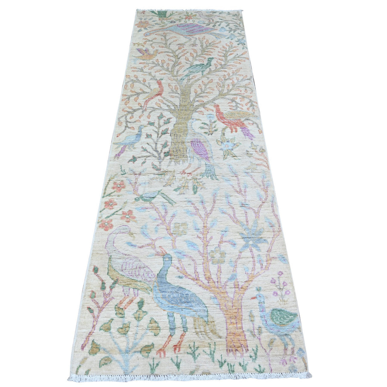 Ivory 2'5" x 7'11" Oushak And Peshawar Hand knotted Wool Rug - Sku: O074731