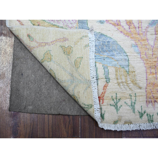 Oushak And Peshawar Wool Hand Knotted Rug Ivory No Border 2.5X7.11 -O074731