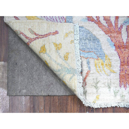 Oushak And Peshawar Wool Hand Knotted Rug Ivory No Border 2.7X9.8 -O074734