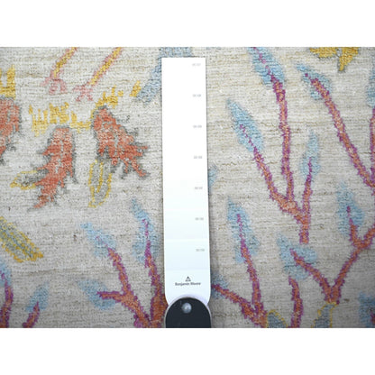 Oushak And Peshawar Wool Hand Knotted Rug Ivory No Border 2.7X9.8 -O074734