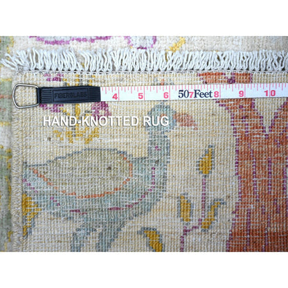 Oushak And Peshawar Wool Hand Knotted Rug Ivory No Border 2.7X9.8 -O074734