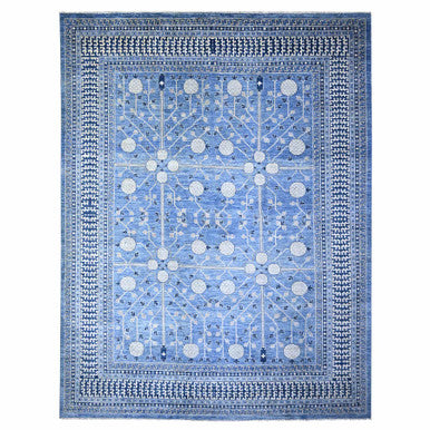 Oushak And Peshawar Wool Hand Knotted Rug Blue Blue 11.11X15.4 -O074737