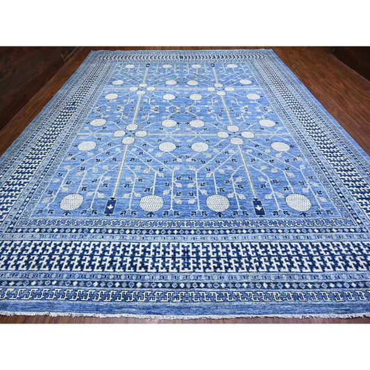 Oushak And Peshawar Wool Hand Knotted Rug Blue Blue 11.11X15.4 -O074737