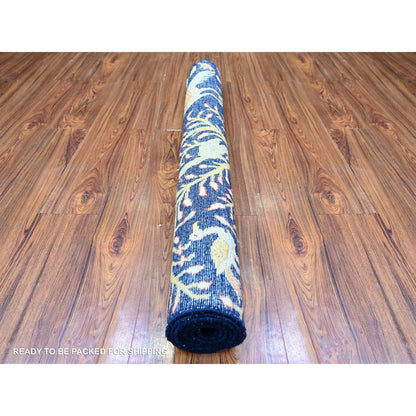 Oushak And Peshawar Wool Hand Knotted Rug Blue No Border 3.11X5.7 -O074750