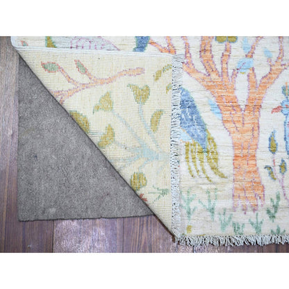 Oushak And Peshawar Wool Hand Knotted Rug Ivory No Border 2.5X7.10 -O074757