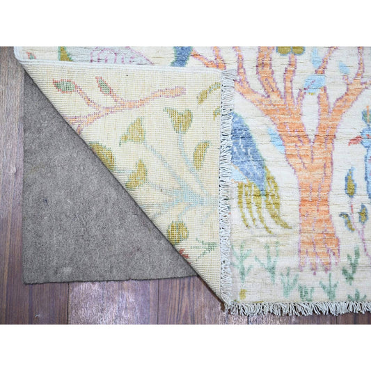 Oushak And Peshawar Wool Hand Knotted Rug Ivory No Border 2.5X7.10 -O074757