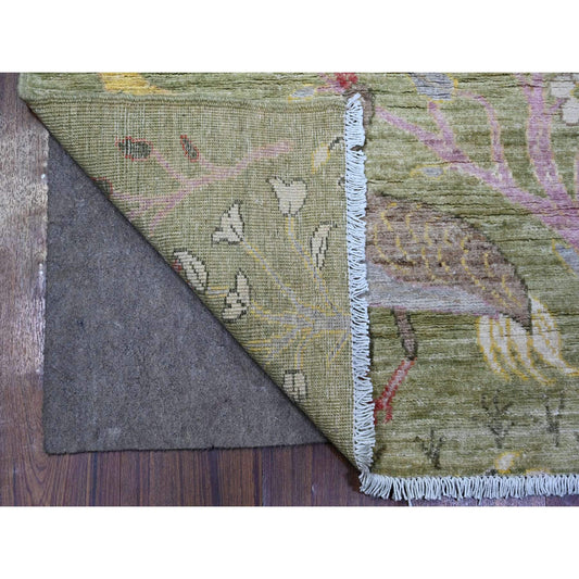 Oushak And Peshawar Wool Hand Knotted Rug Green No Border 3.0X7.9 -O074759