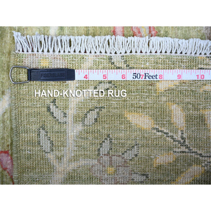 Oushak And Peshawar Wool Hand Knotted Rug Green No Border 3.0X7.9 -O074759