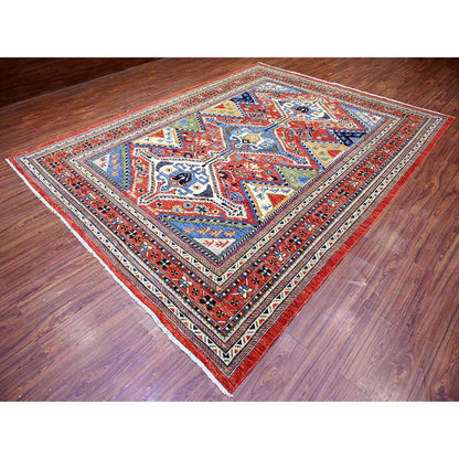 Tribal & Geometric Wool Hand Knotted Rug Red Red 9.4X12.0 -O074760