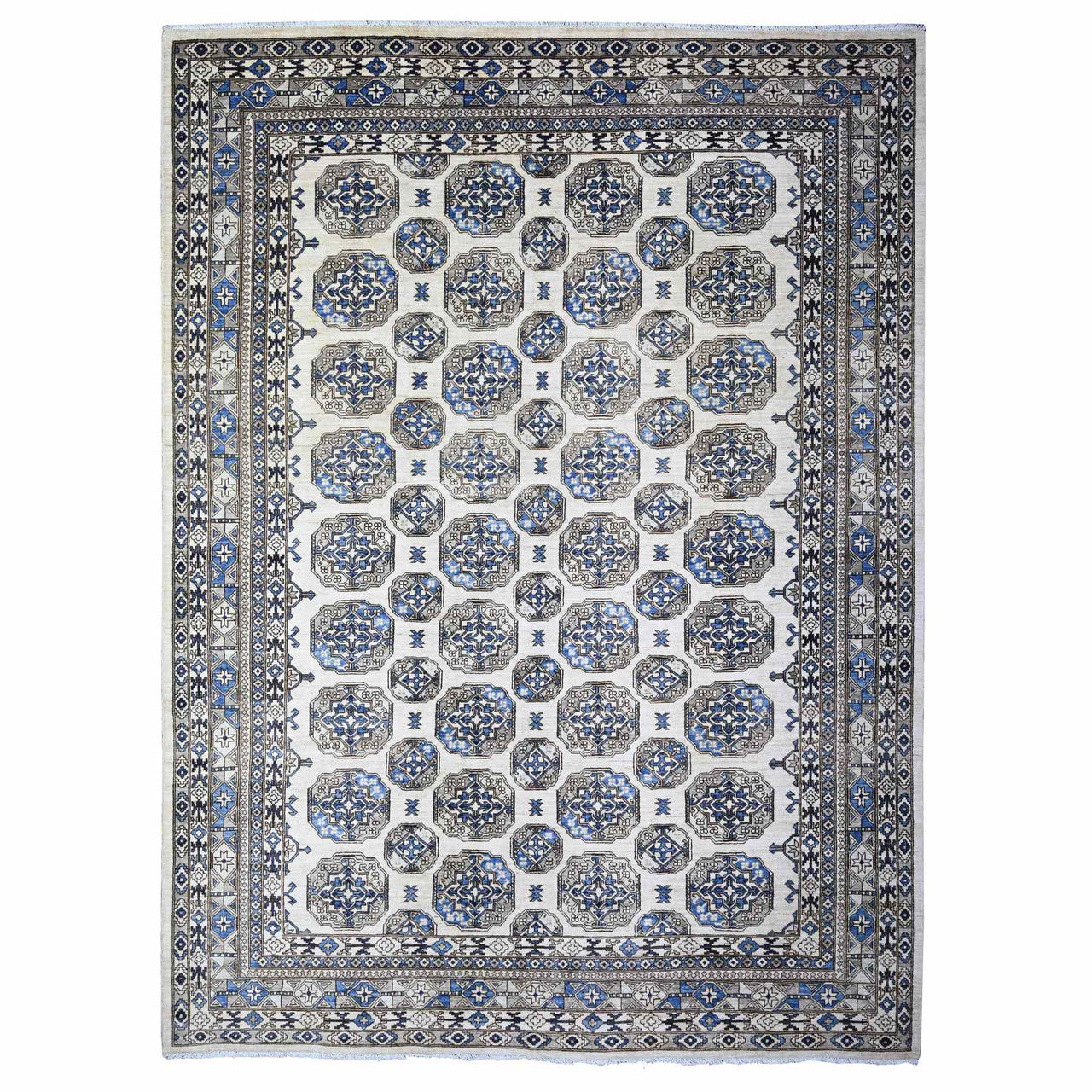 Ivory 9'1" x 11'11" Tribal & Geometric Hand knotted Wool Rug - Sku: O074761