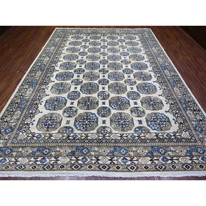 Tribal & Geometric Wool Hand Knotted Rug Ivory Ivory 9.1X11.11 -O074761