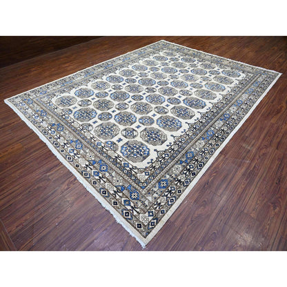 Tribal & Geometric Wool Hand Knotted Rug Ivory Ivory 9.1X11.11 -O074761