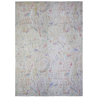 Oushak And Peshawar Wool Hand Knotted Rug Ivory 10.0x13.6 -O074763