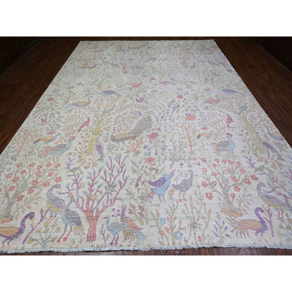 Oushak And Peshawar Wool Hand Knotted Rug Ivory 10.0x13.6 -O074763