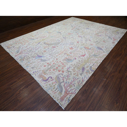 Oushak And Peshawar Wool Hand Knotted Rug Ivory 10.0x13.6 -O074763