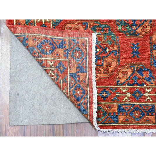 Tribal & Geometric Wool Hand Knotted Rug Red Red 3.11X9.6 -O074771