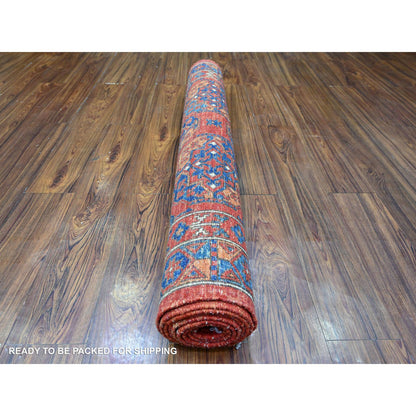 Tribal & Geometric Wool Hand Knotted Rug Red Red 3.11X9.6 -O074771