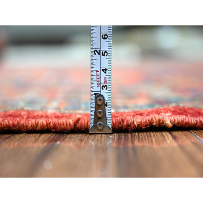 Tribal & Geometric Wool Hand Knotted Rug Red Red 3.11X9.6 -O074771