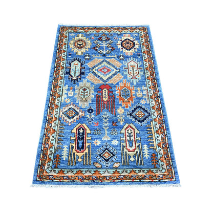 Tribal & Geometric Wool Hand Knotted Rug Blue Blue 3.0X4.0 -O074773