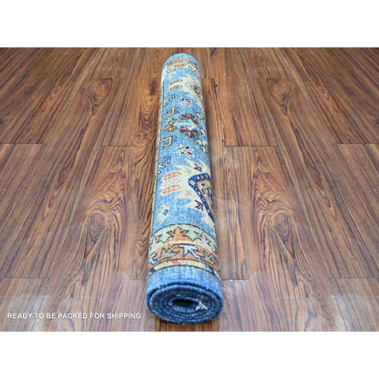 Tribal & Geometric Wool Hand Knotted Rug Blue Blue 3.0X4.0 -O074773