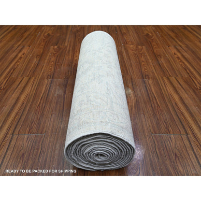 Oushak And Peshawar Wool Hand Knotted Rug Ivory Gray 2.7X19.1 -O074777