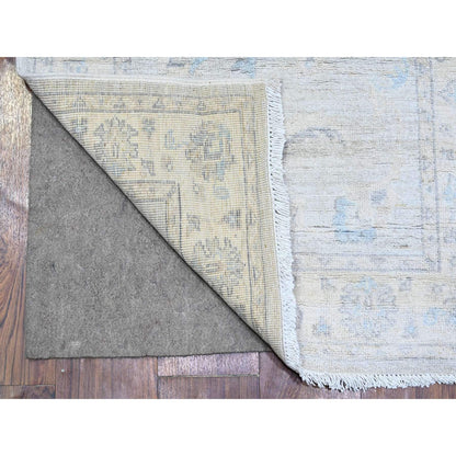 Oushak And Peshawar Wool Hand Knotted Rug Grey Ivory 2.8X12.2 -O074778