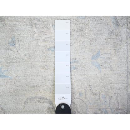 Oushak And Peshawar Wool Hand Knotted Rug Grey Ivory 2.8X12.2 -O074778