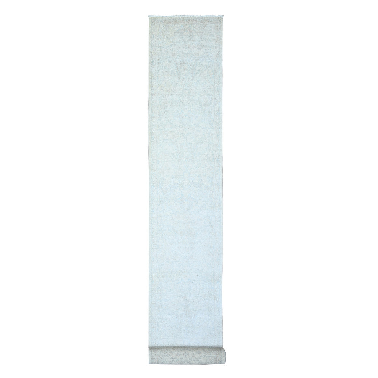 Oushak And Peshawar Wool Hand Knotted Rug Ivory Gray Goose 2.6X19.2 -O074781