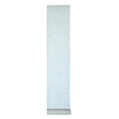 Oushak And Peshawar Wool Hand Knotted Rug Ivory Gray Goose 2.6X19.2 -O074781