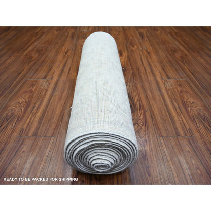 Oushak And Peshawar Wool Hand Knotted Rug Ivory Gray Goose 2.6X19.2 -O074781
