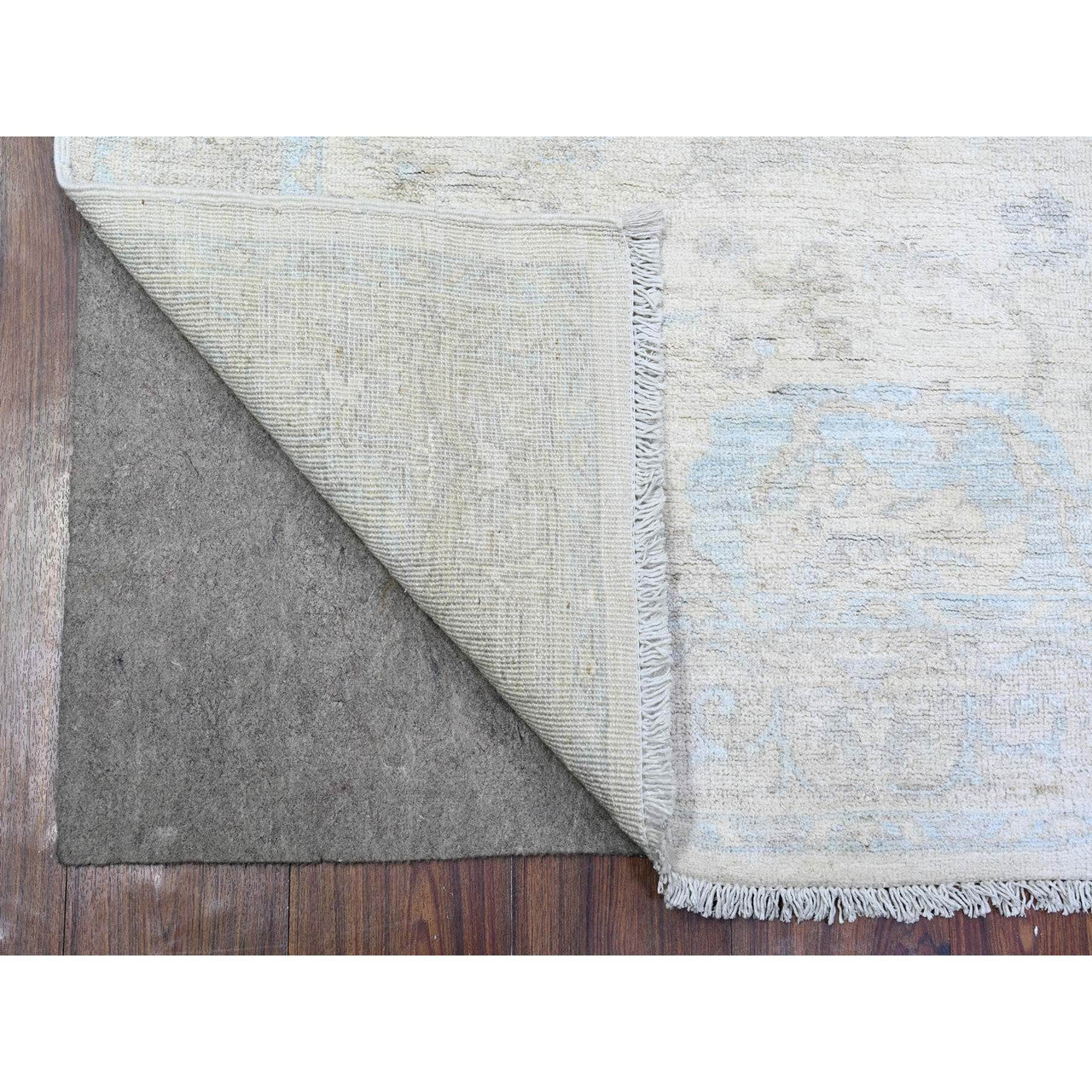 Oushak And Peshawar Wool Hand Knotted Rug Ivory Stone White 3.9X5.7 -O074782