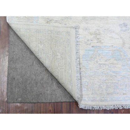 Oushak And Peshawar Wool Hand Knotted Rug Ivory Stone White 3.9X5.7 -O074782