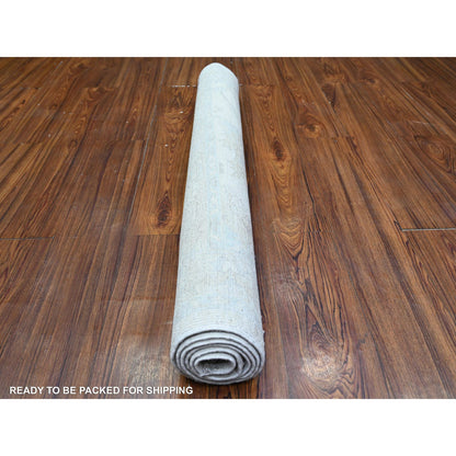 Oushak And Peshawar Wool Hand Knotted Rug Ivory Stone White 3.9X5.7 -O074782