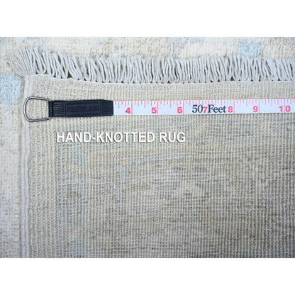 Oushak And Peshawar Wool Hand Knotted Rug Ivory Stone White 3.9X5.7 -O074782