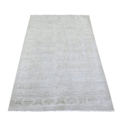 Oushak And Peshawar Wool Hand Knotted Rug Grey Night White 3.11X5.9 -O074783