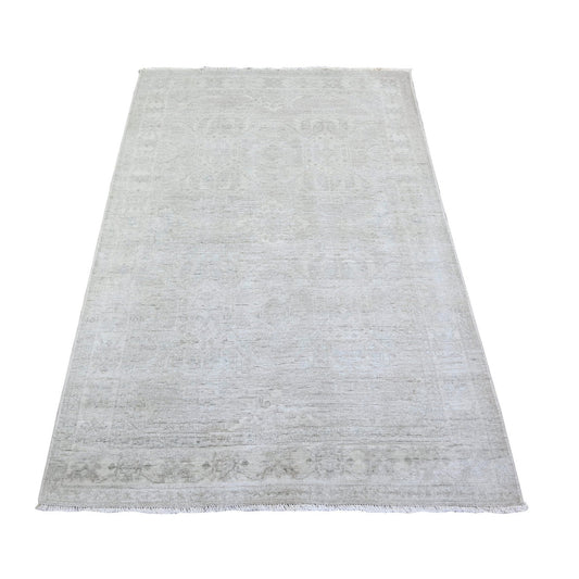 Oushak And Peshawar Wool Hand Knotted Rug Grey Night White 3.11X5.9 -O074783