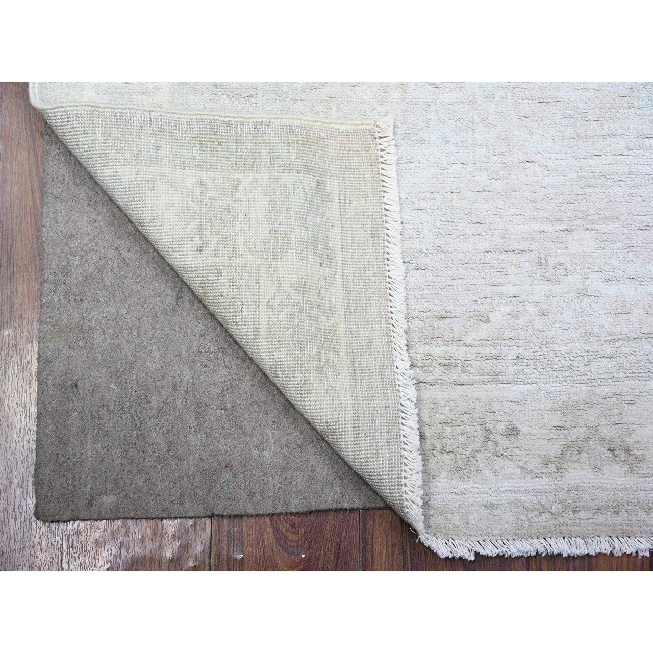 Oushak And Peshawar Wool Hand Knotted Rug Grey Night White 3.11X5.9 -O074783