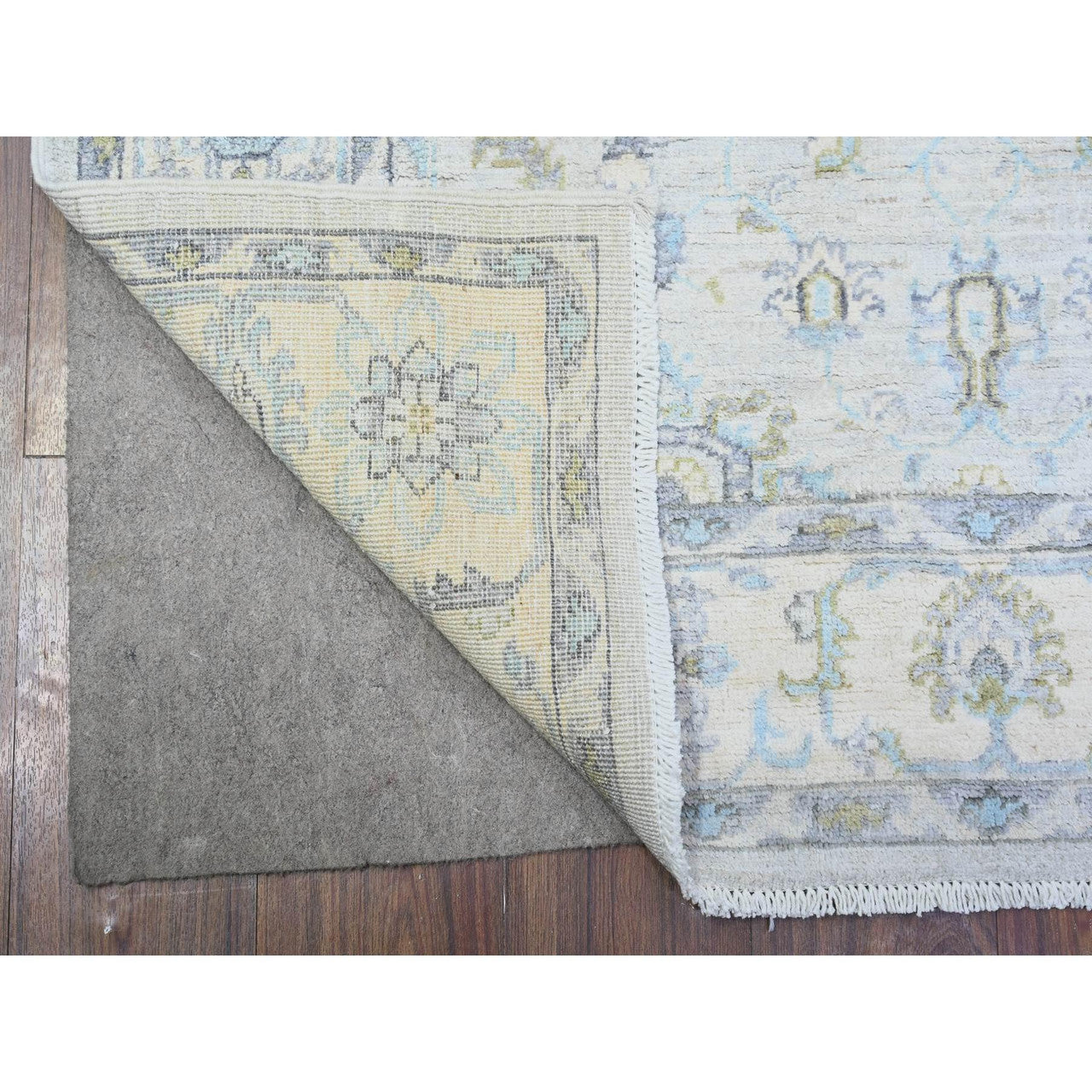 Oushak And Peshawar Wool Hand Knotted Rug Grey Stone White 3.11X5.9 -O074784