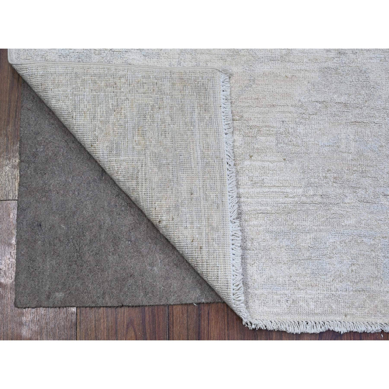 Oushak And Peshawar Wool Hand Knotted Rug Ivory Gray 3.10X5.7 -O074785