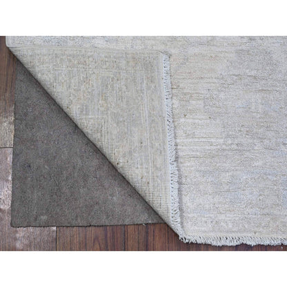 Oushak And Peshawar Wool Hand Knotted Rug Ivory Gray 3.10X5.7 -O074785