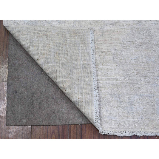 Oushak And Peshawar Wool Hand Knotted Rug Ivory Gray 3.10X5.7 -O074785