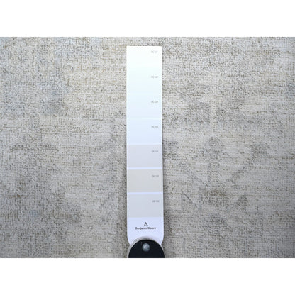 Oushak And Peshawar Wool Hand Knotted Rug Ivory Gray 3.10X5.7 -O074785