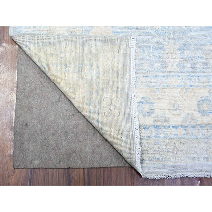 Khotan and Samarkand Wool Hand Knotted Rug Grey Polar Bear Ivory 3.8X10.2 -O074787