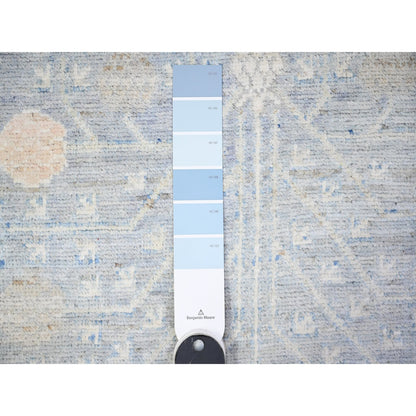 Khotan and Samarkand Wool Hand Knotted Rug Grey Polar Bear Ivory 3.8X10.2 -O074787