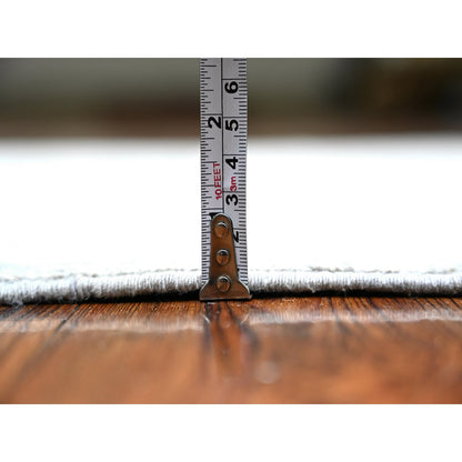 Khotan and Samarkand Wool Hand Knotted Rug Grey Polar Bear Ivory 3.8X10.2 -O074787